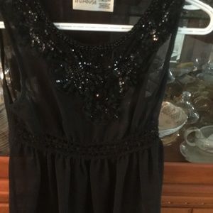 Sleeveless sequence see through boutique blouse